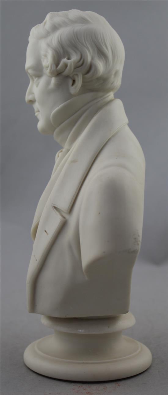 A Copeland Parian bust of Sir Robert Peel, after James Westmacott, c.1850, 26.5cm.